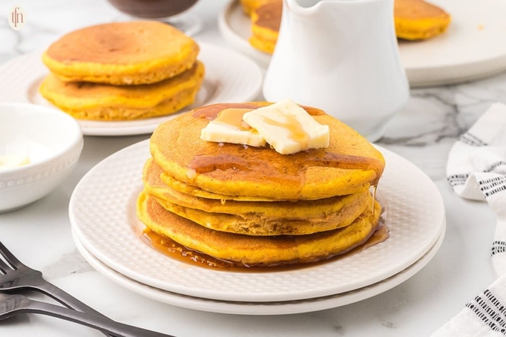 a plate of pumpkin pancakes.