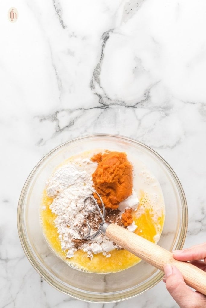 pumpkin pancakes prep image.
