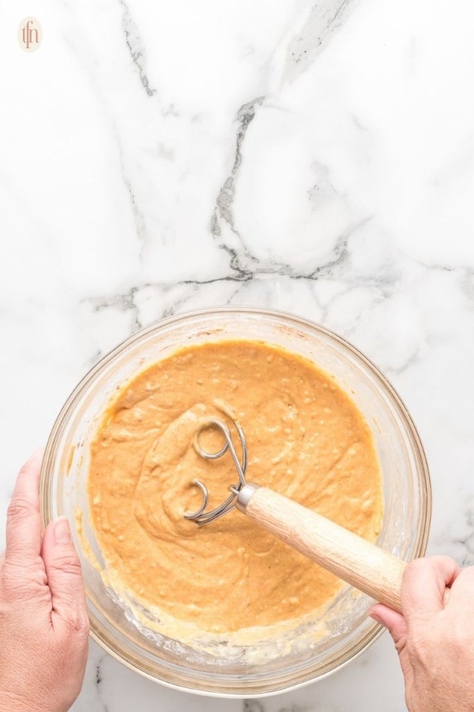 pumpkin pancakes prep image.