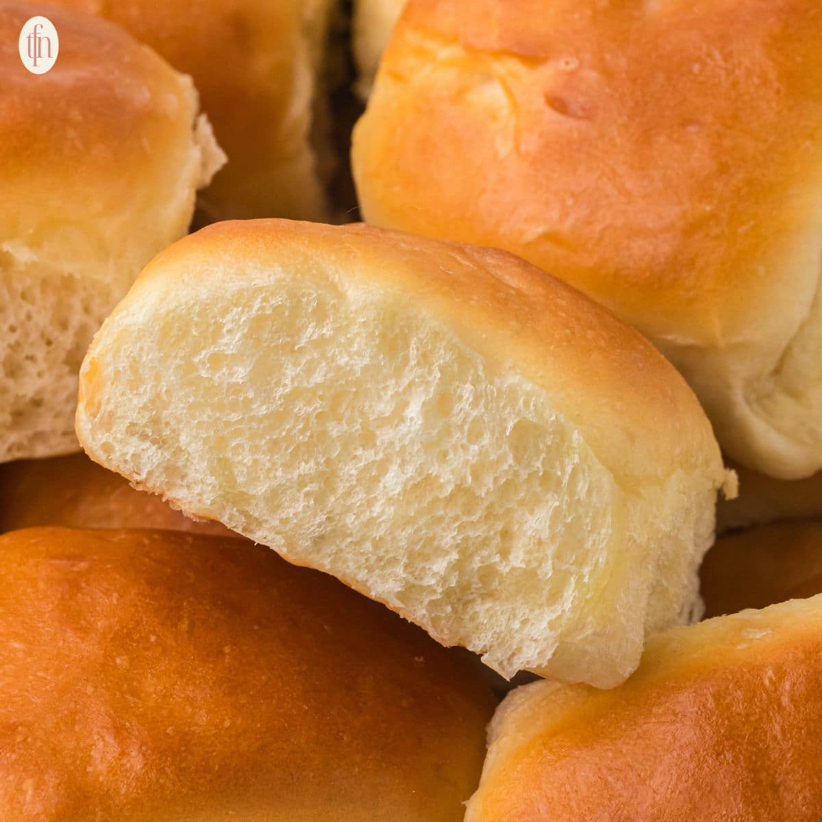 sliced fluffy Texas Roadhouse Rolls.