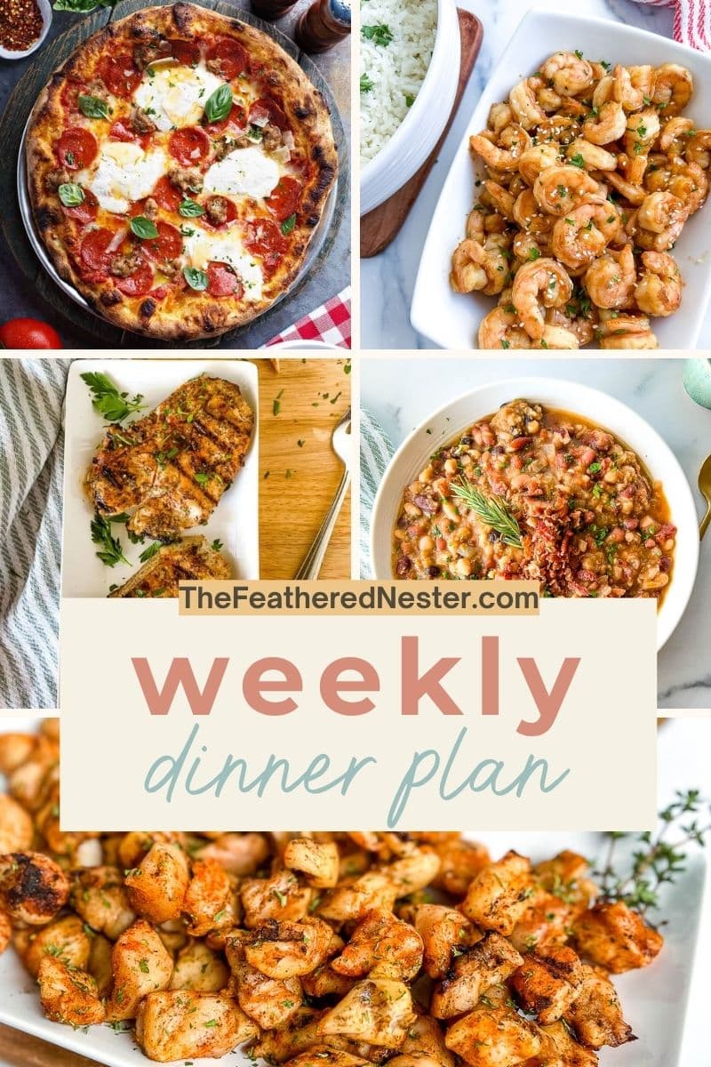 collage image of a weekly dinner plan.
